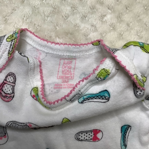 Just One You By Carters Shoe Pattern Body Suit 3 Months 3M - Picture 2 of 3